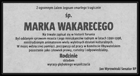 Kondolencje od Jana Wyrowińskiego Senatora RP