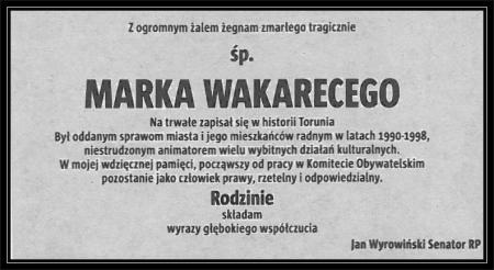 Kondolencje od Jana Wyrowińskiego Senatora RP