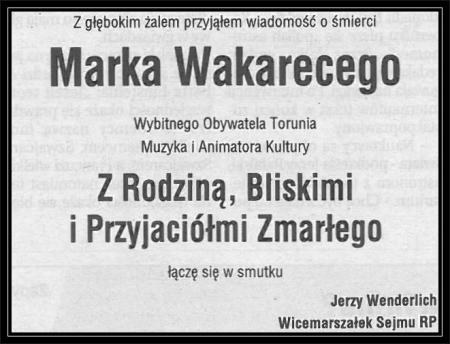 Kondolencje od Jerzego Wenderlicha Wicemarszałka Sejmu RP