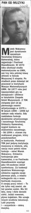 Pan od muzyki. Gazeta Wyborcza. 2004