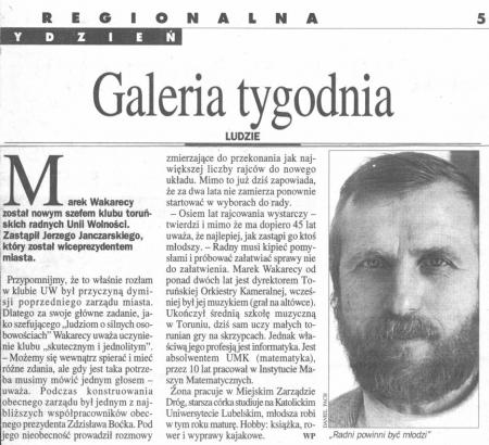 Galeria Tygodnia. Ludzie. Marek Wakarecy nowym szefem klubu radnych UW