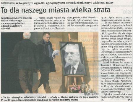 To dla naszego miasta wielka strata. Gazeta Pomorska, 9.11.2011