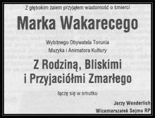 Kondolencje od Jerzego Wenderlicha Wicemarszałka Sejmu RP