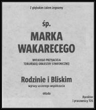 Kondolencje od Dyrektora i pracowników Toruńskiej Orkiestry Symfonicznej