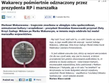 Marek Wakarecy pośmiertnie odznaczony przez Prezydenta RP i Marszałka